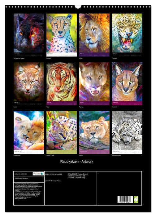 Raubkatzen - Artwork (CALVENDO Wandkalender 2026)