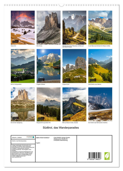 Südtirol, das Wanderparadies (CALVENDO Premium Wandkalender 2026)