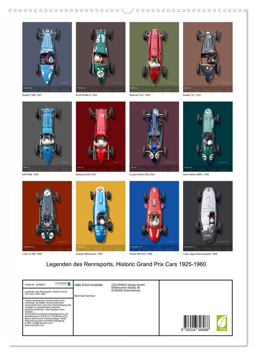 Legenden des Rennsports, Historic Grand Prix Cars 1925-1960 (CALVENDO Premium Wandkalender 2026)