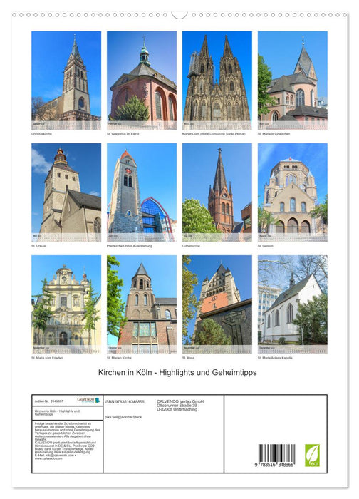 Kirchen in Köln - Highlights und Geheimtipps (CALVENDO Premium Wandkalender 2026)