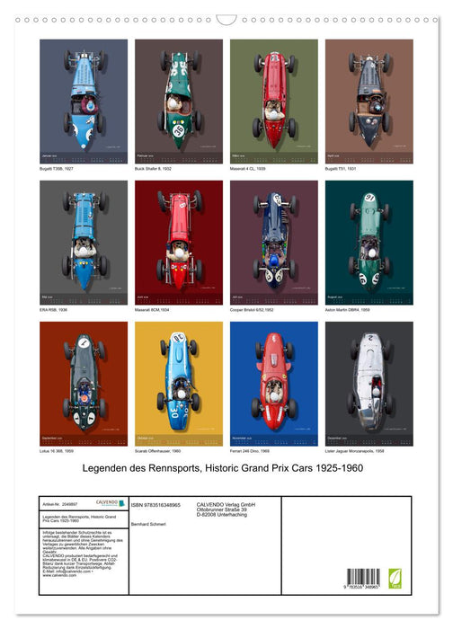 Legenden des Rennsports, Historic Grand Prix Cars 1925-1960 (CALVENDO Wandkalender 2026)