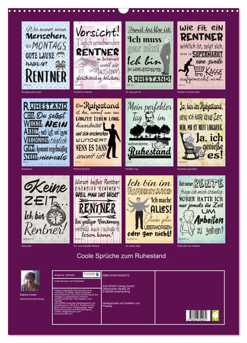 Coole Sprüche zum Ruhestand (CALVENDO Wandkalender 2026)