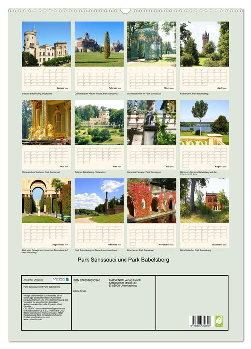 Park Sanssouci und Park Babelsberg (CALVENDO Wandkalender 2026)
