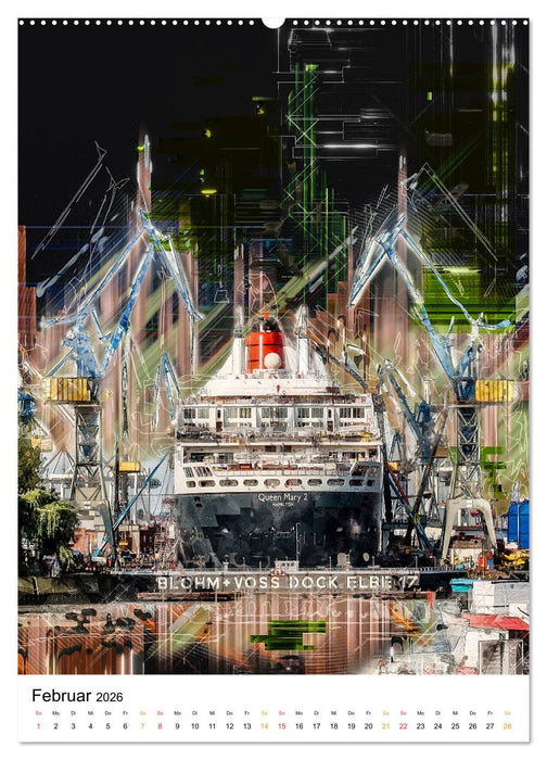 Hamburg bunte Stadt (CALVENDO Premium Wandkalender 2026)