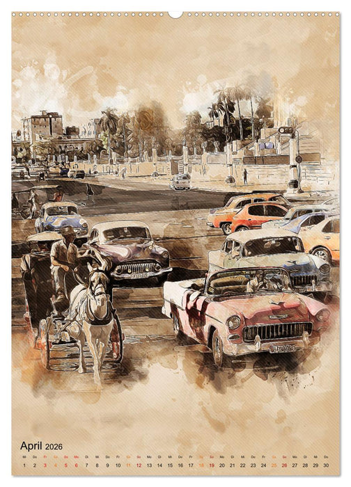 Cuba Retro Kalender (CALVENDO Premium Wandkalender 2026)