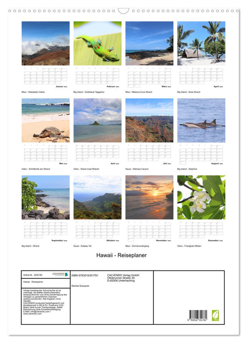 Hawaii - Reiseplaner (CALVENDO Wandkalender 2026)