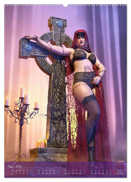 Sexy Goth Girls - Gothic Pin Ups (CALVENDO Premium Wandkalender 2026)