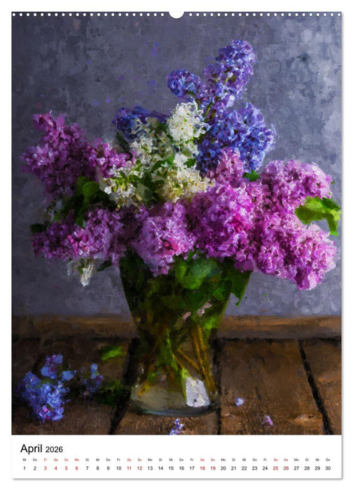 Blütenzauber - Gemalte Blumensträuße auf dem Tisch (CALVENDO Premium Wandkalender 2026)