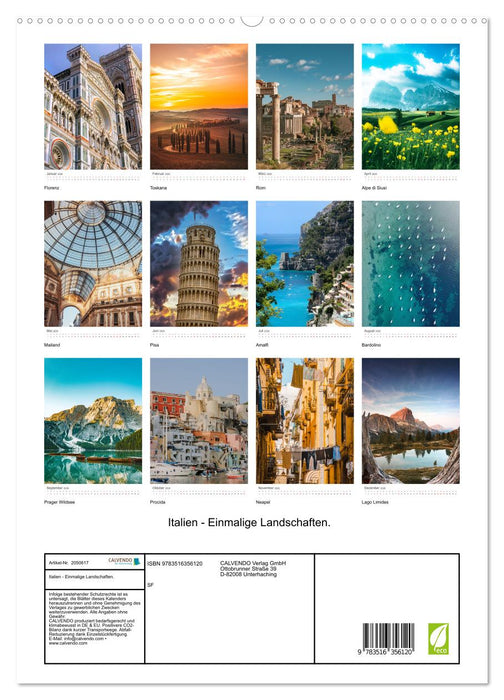Italien - Einmalige Landschaften. (CALVENDO Wandkalender 2026)