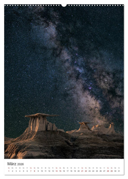 Magischer Nachthimmel - Einzigartige Aufnahmen der Milchstraße. (CALVENDO Premium Wandkalender 2026)