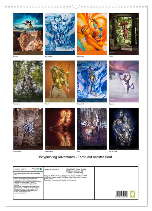 Bodypainting Adventures - Farbe auf nackter Haut (CALVENDO Wandkalender 2026)