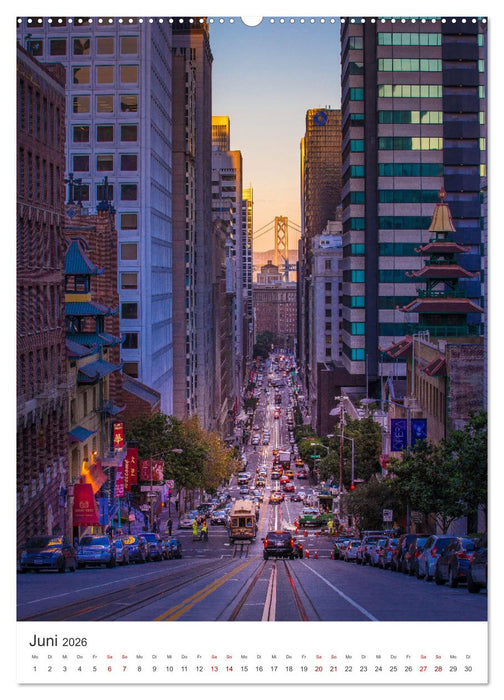 San Francisco - Cable Cars, Golden Gate Bridge und Lombard Street (CALVENDO Wandkalender 2026)