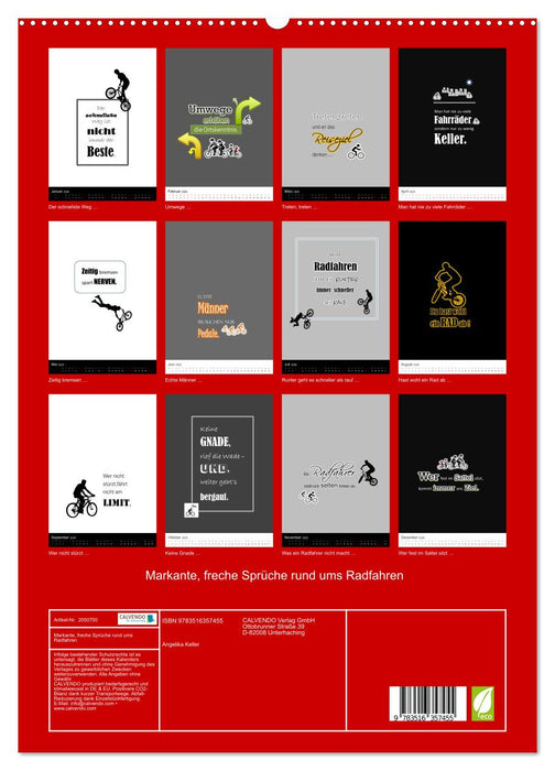 Markante, freche Sprüche rund ums Radfahren (CALVENDO Premium Wandkalender 2026)