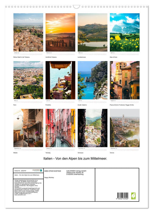 Italien - Von den Alpen bis zum Mittelmeer. (CALVENDO Wandkalender 2026)