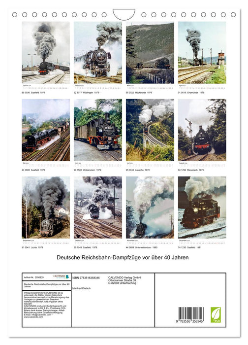 Deutsche Reichsbahn-Dampfzüge vor über 40 Jahren (CALVENDO Wandkalender 2026)