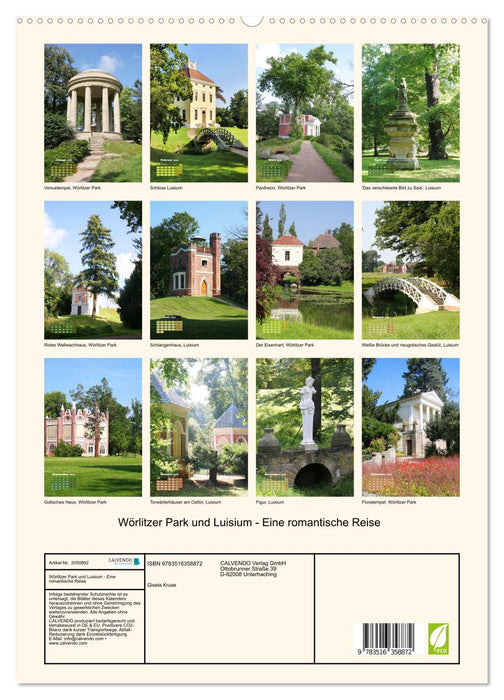 Wörlitzer Park und Luisium - Eine romantische Reise (CALVENDO Wandkalender 2026)