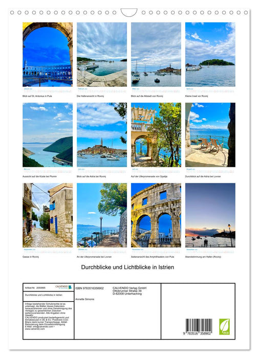 Durchblicke und Lichtblicke in Istrien (CALVENDO Wandkalender 2026)
