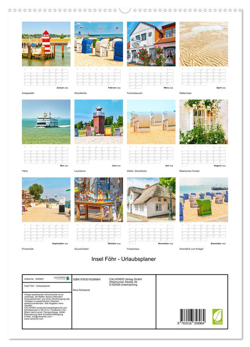 Insel Föhr - Urlaubsplaner (CALVENDO Wandkalender 2026)