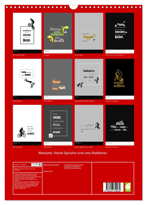 Markante, freche Sprüche rund ums Radfahren (CALVENDO Wandkalender 2026)