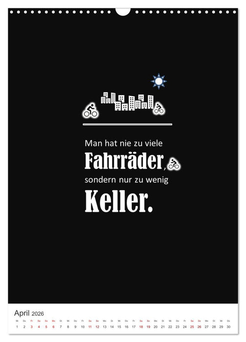 Markante, freche Sprüche rund ums Radfahren (CALVENDO Wandkalender 2026)