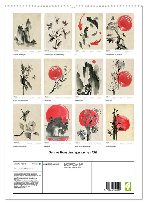 Sumi-e Kunst im japanischen Stil (CALVENDO Premium Wandkalender 2026)
