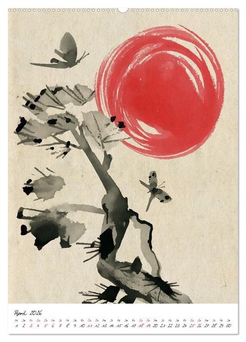 Sumi-e Kunst im japanischen Stil (CALVENDO Premium Wandkalender 2026)