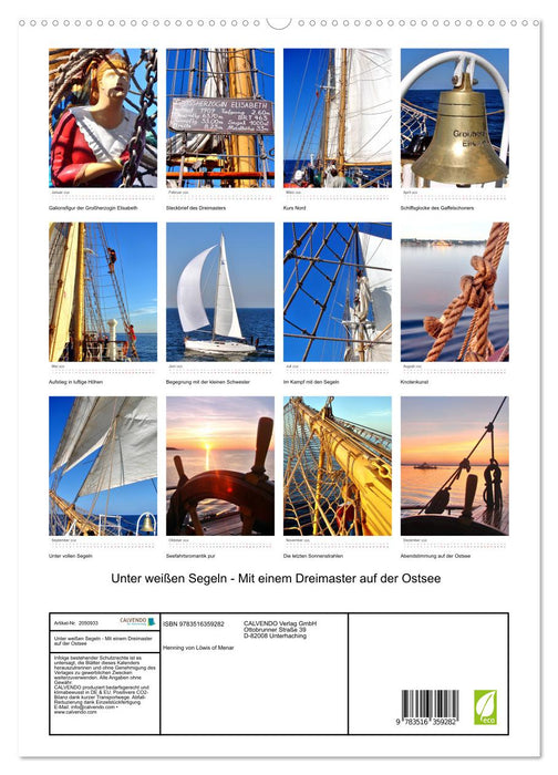 Unter weißen Segeln - Mit einem Dreimaster auf der Ostsee (CALVENDO Premium Wandkalender 2026)