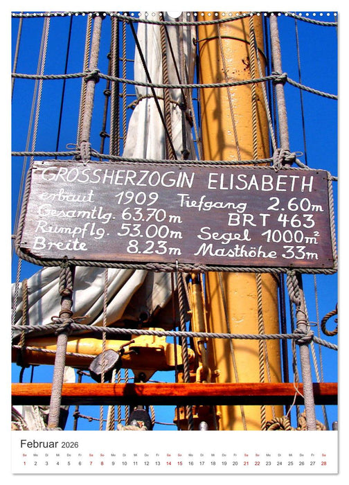 Unter weißen Segeln - Mit einem Dreimaster auf der Ostsee (CALVENDO Premium Wandkalender 2026)