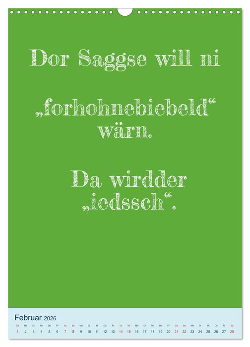 Humorvoller Mundartkalender Sachsen (CALVENDO Wandkalender 2026)