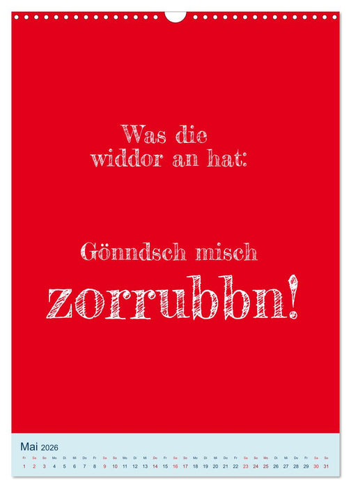 Humorvoller Mundartkalender Sachsen (CALVENDO Wandkalender 2026)