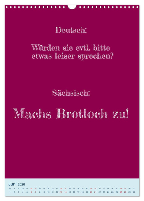 Humorvoller Mundartkalender Sachsen (CALVENDO Wandkalender 2026)