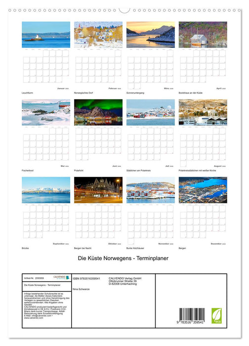 Die Küste Norwegens - Terminplaner (CALVENDO Premium Wandkalender 2026)