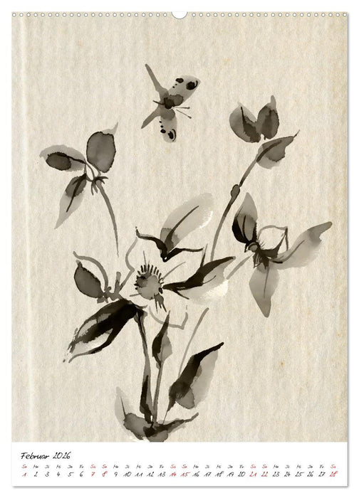 Sumi-e Kunst im japanischen Stil (CALVENDO Wandkalender 2026)