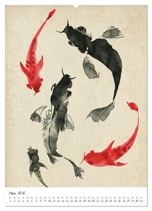 Sumi-e Kunst im japanischen Stil (CALVENDO Wandkalender 2026)