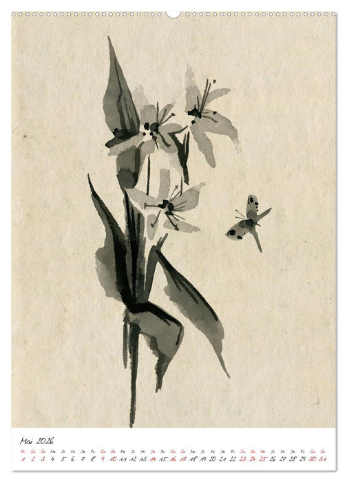 Sumi-e Kunst im japanischen Stil (CALVENDO Wandkalender 2026)