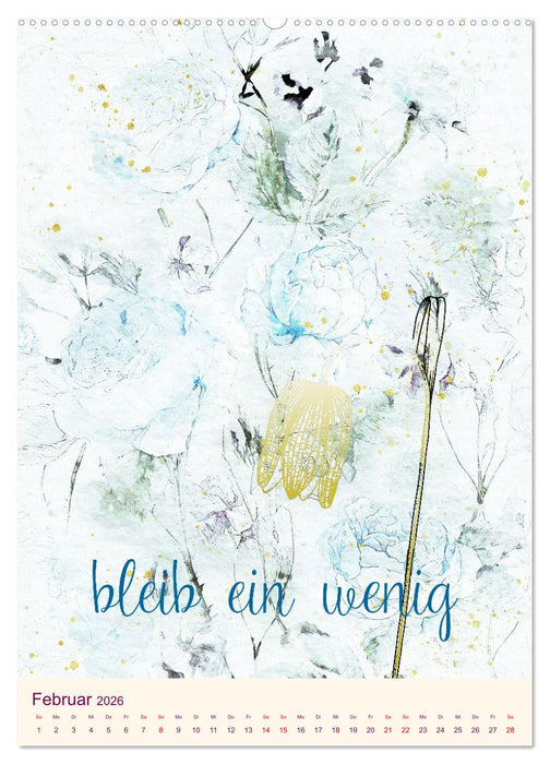 Aquarell Blumenmalerei mit Sprüchen (CALVENDO Premium Wandkalender 2026)