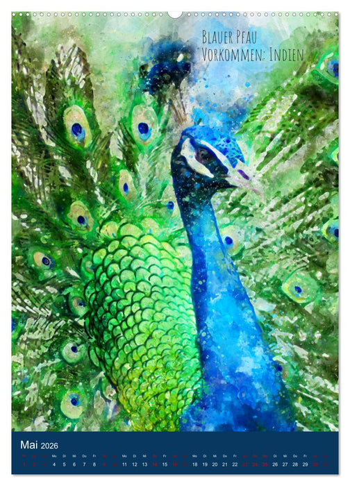 Exotische Vögel - Die Schönsten der Welt in Aquarell (CALVENDO Premium Wandkalender 2026)