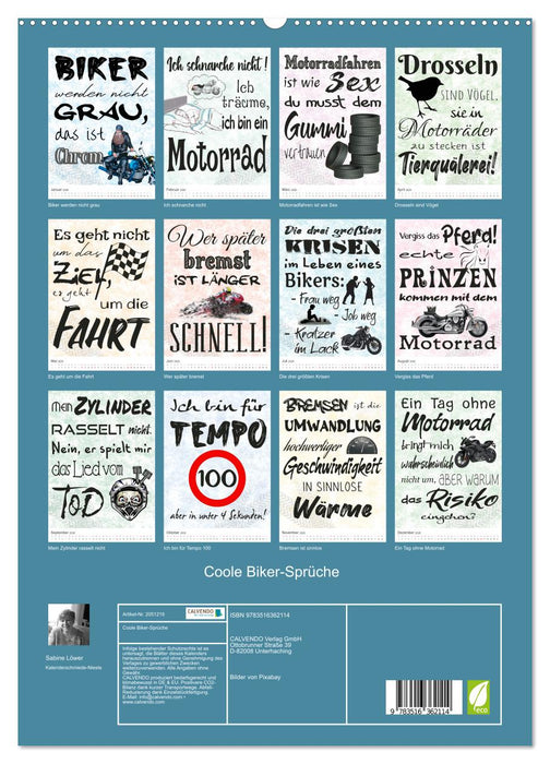 Coole Biker-Sprüche (CALVENDO Premium Wandkalender 2026)