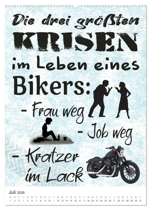 Coole Biker-Sprüche (CALVENDO Premium Wandkalender 2026)