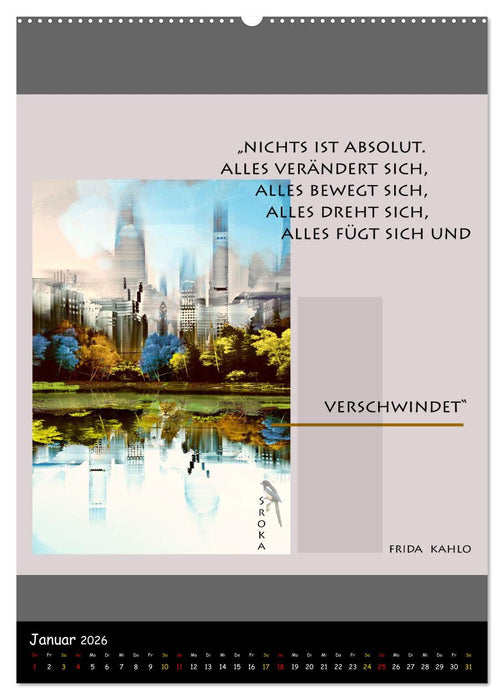 Frida Kahlo - Zitate im Dialog (CALVENDO Premium Wandkalender 2026)