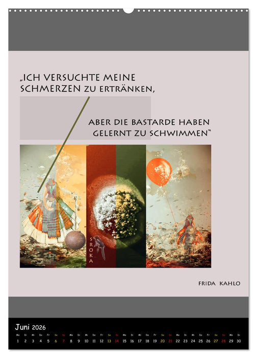 Frida Kahlo - Zitate im Dialog (CALVENDO Premium Wandkalender 2026)