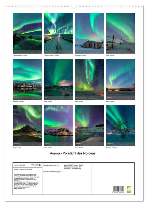 Aurora - Polarlicht des Nordens (CALVENDO Wandkalender 2026)