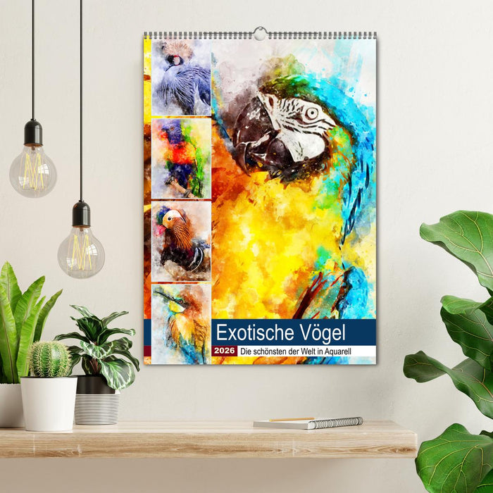 Exotische Vögel - Die Schönsten der Welt in Aquarell (CALVENDO Wandkalender 2026)