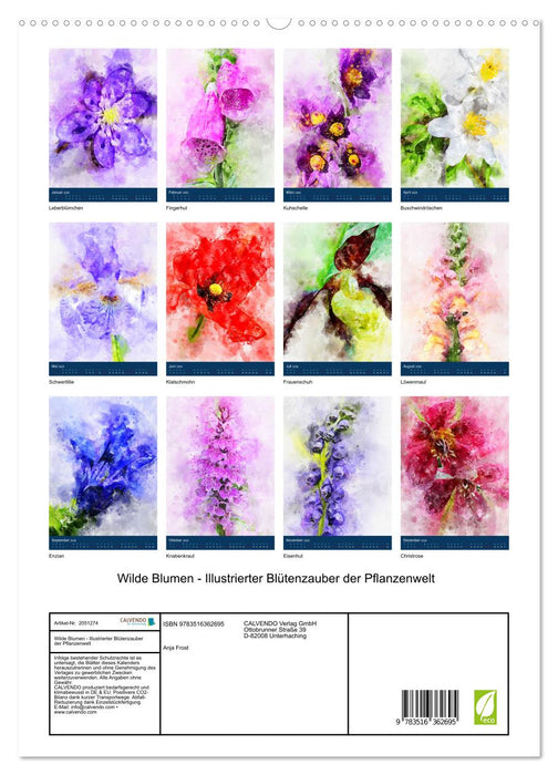 Wilde Blumen - Illustrierter Blütenzauber der Pflanzenwelt (CALVENDO Premium Wandkalender 2026)
