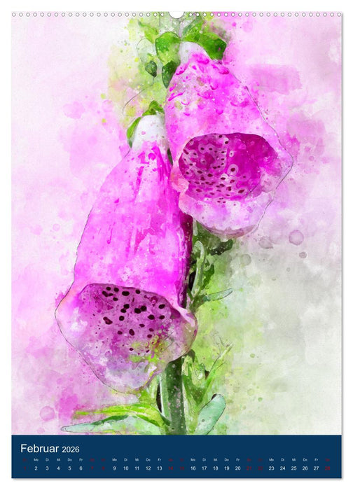 Wilde Blumen - Illustrierter Blütenzauber der Pflanzenwelt (CALVENDO Premium Wandkalender 2026)