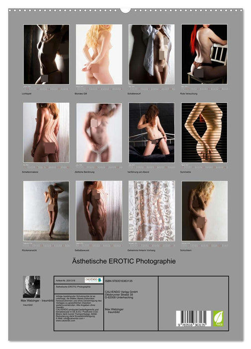 Ästhetische EROTIC Photographie (CALVENDO Wandkalender 2026)