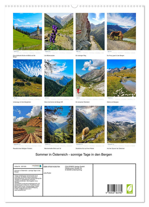 Sommer in Österreich - sonnige Tage in den Bergen (CALVENDO Premium Wandkalender 2026)