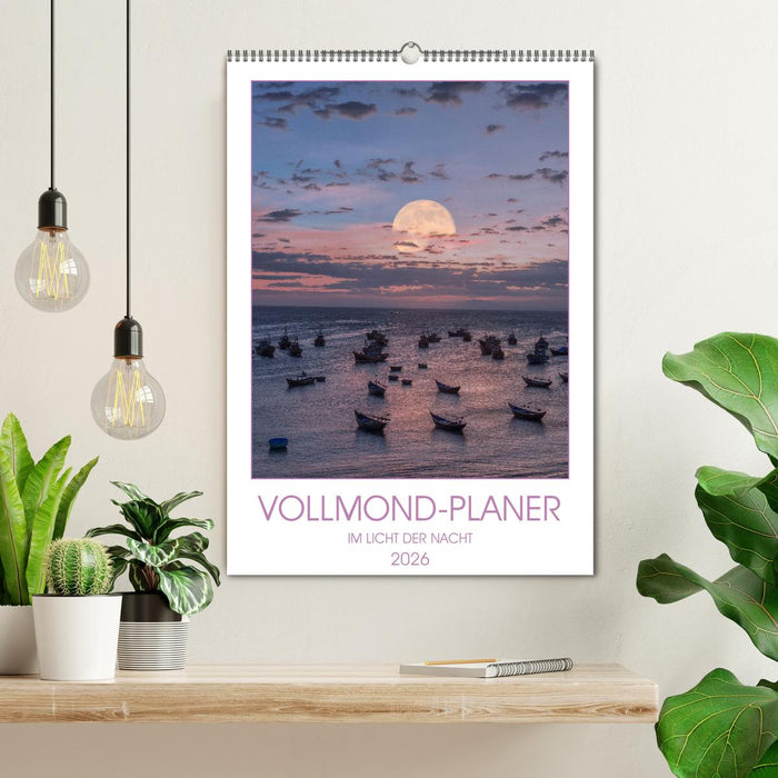 VOLLMOND-Planer - Im Licht der Nacht (CALVENDO Wandkalender 2026)