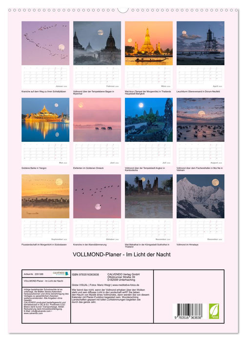 VOLLMOND-Planer - Im Licht der Nacht (CALVENDO Wandkalender 2026)