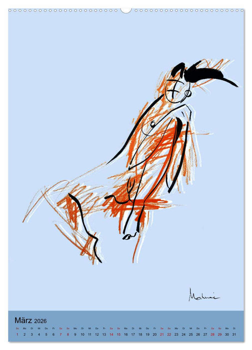 Minimal-Art, Aktzeichnung (CALVENDO Premium Wandkalender 2026)